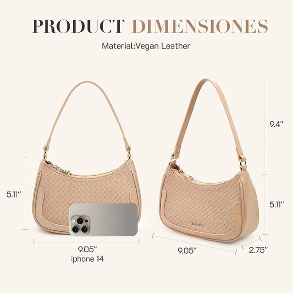 Shoulder Bag for Women Small Purse Trendy Clutch Hobo Bag Vegan Leather Mini Han - Picture 4 of 6